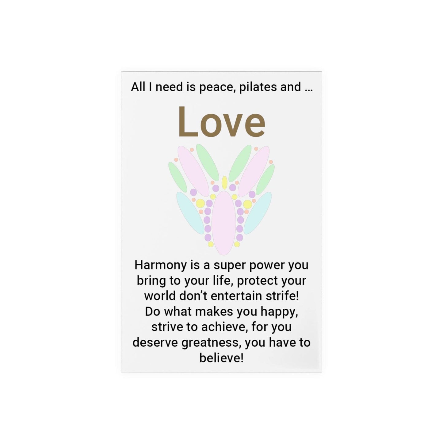 Printify Home Decor Peace Pilates Love Acrylic Sign