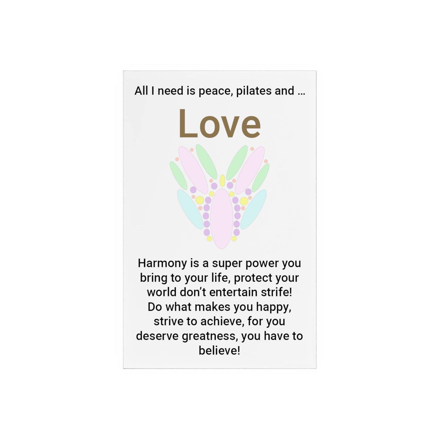 Printify Home Decor Peace Pilates Love Acrylic Sign