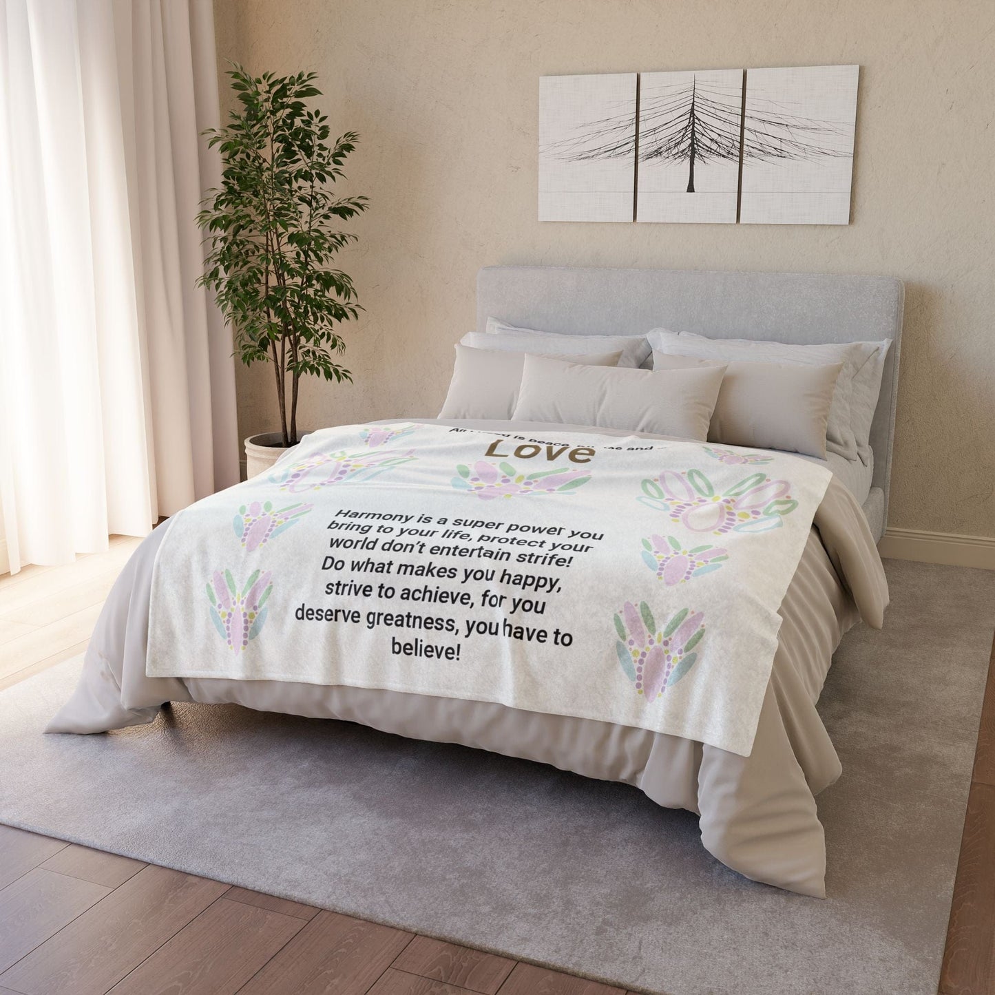 Printify Home Decor Peace Pilates Love Soft Polyester Blanket
