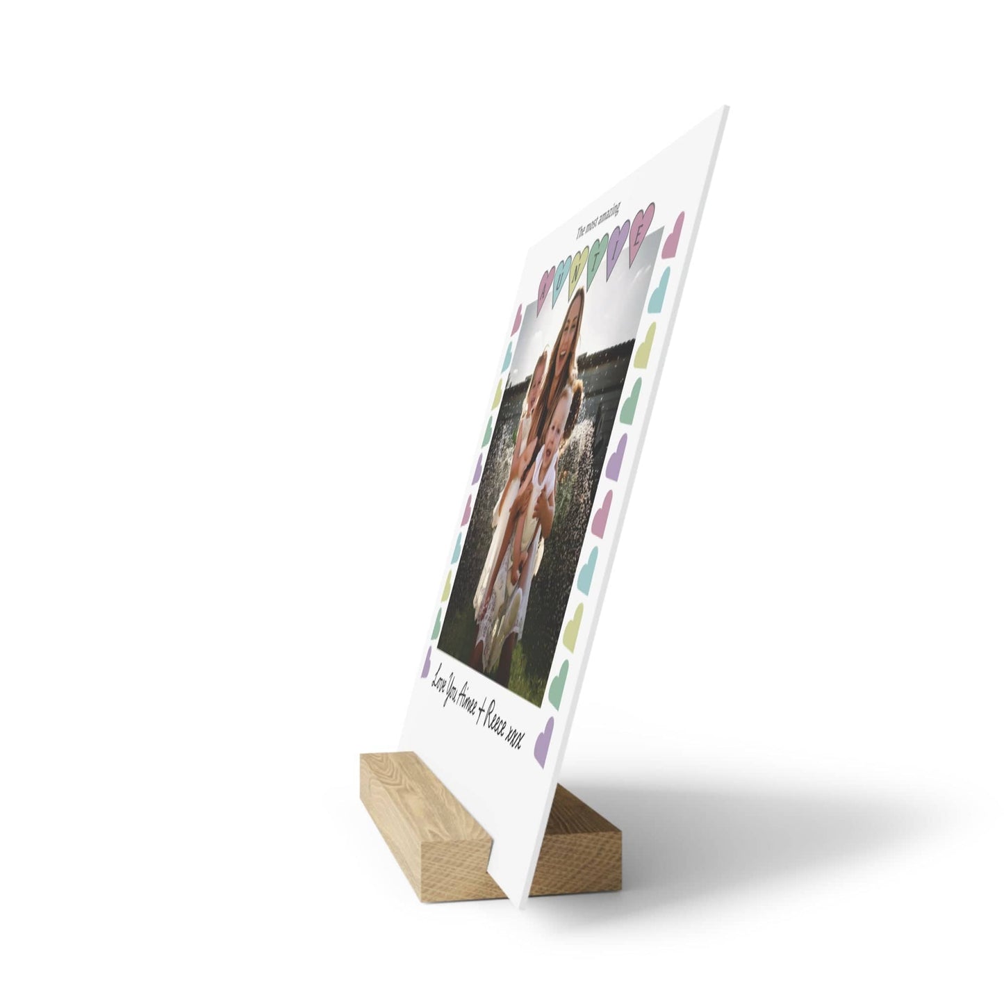 Printify Home Decor Personalised Auntie Photo Board With Stand Hearts