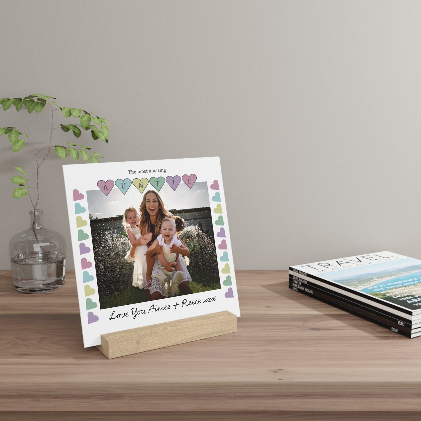 Printify Home Decor Personalised Auntie Photo Board With Stand Hearts