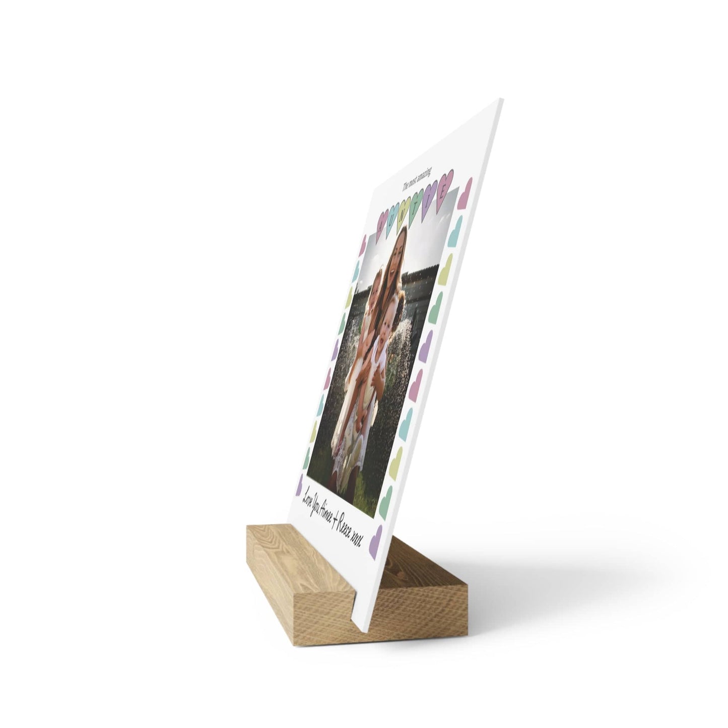Printify Home Decor Personalised Auntie Photo Board With Stand Hearts