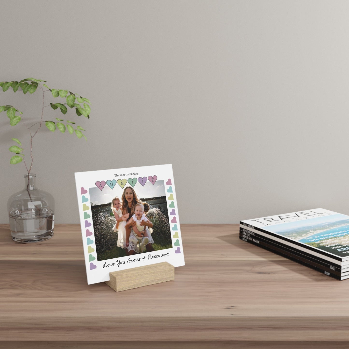Printify Home Decor Personalised Auntie Photo Board With Stand Hearts