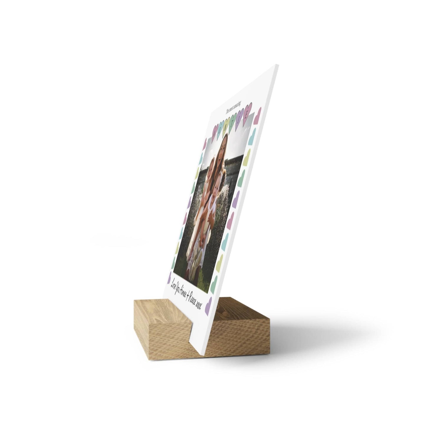 Printify Home Decor Personalised Auntie Photo Board With Stand Hearts