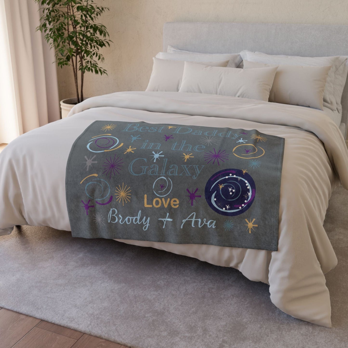 Printify Home Decor Personalised Best Daddy Galaxy Blanket