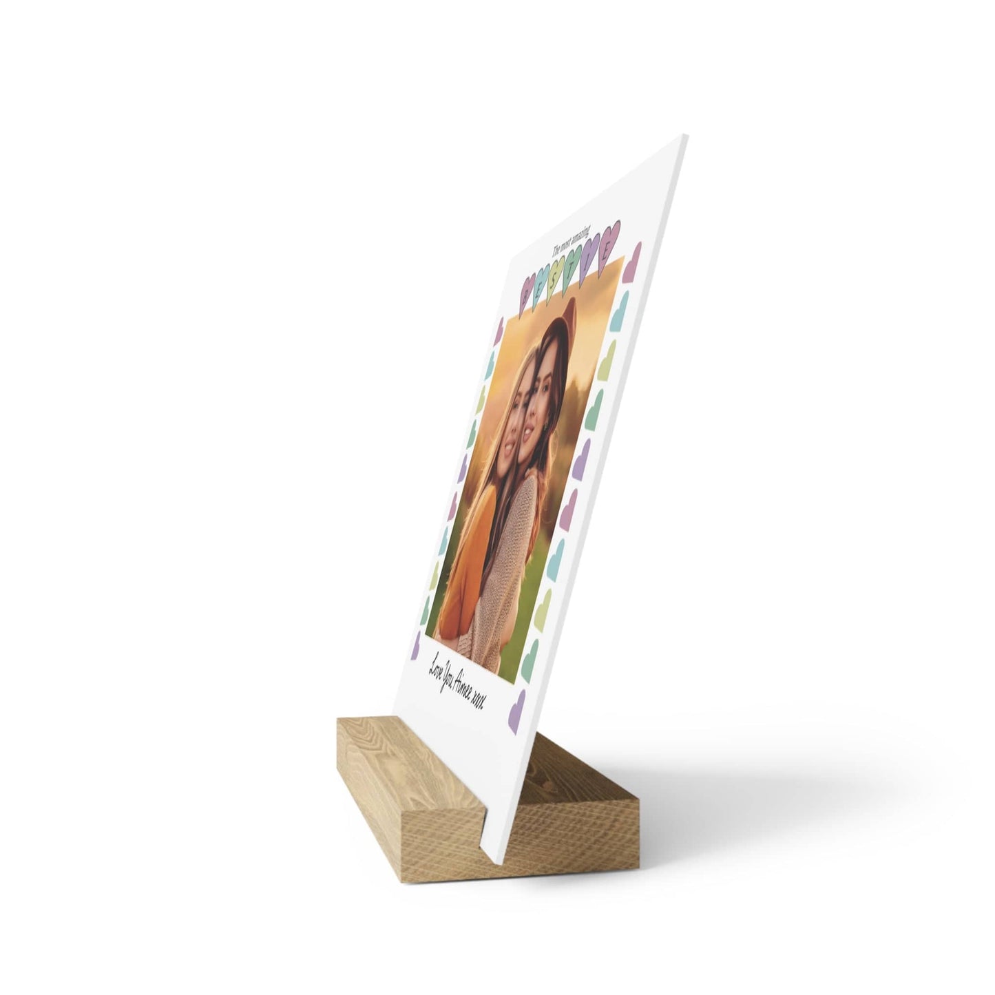 Printify Home Decor Personalised Bestie Photo Board With Stand Heart