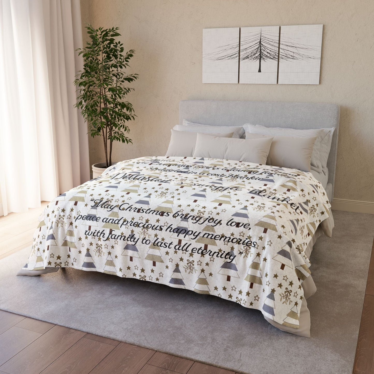 Printify Home Decor Personalised Christmas Blanket- Tree’s and Star’s