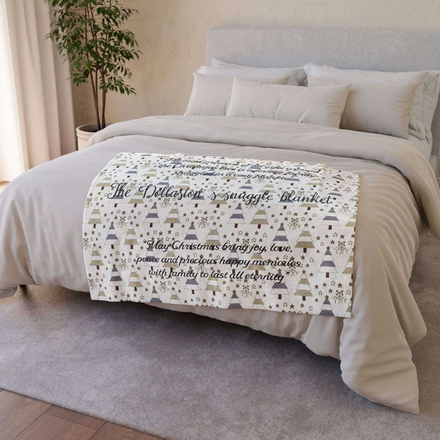Printify Home Decor Personalised Christmas Blanket- Tree’s and Star’s