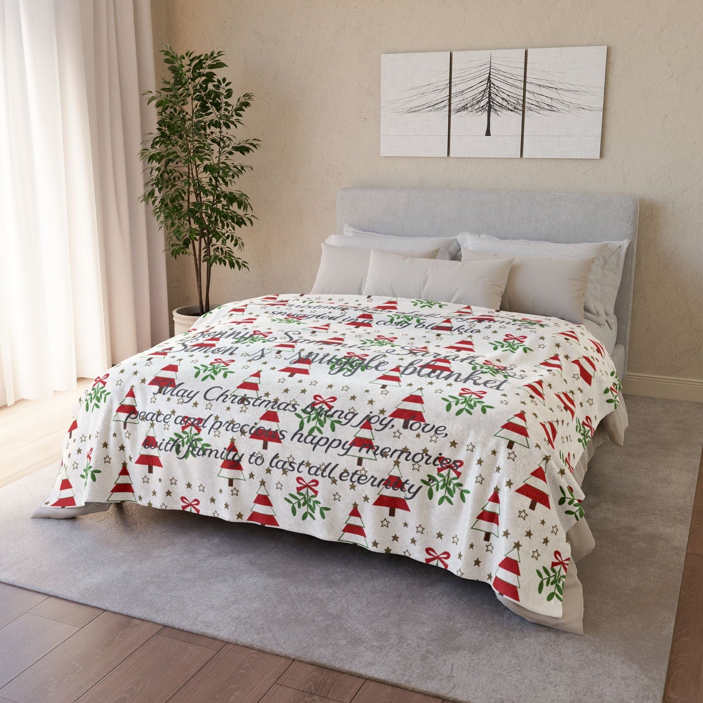Printify Home Decor Personalised Christmas Blanket- Tree’s & Star’s Festive