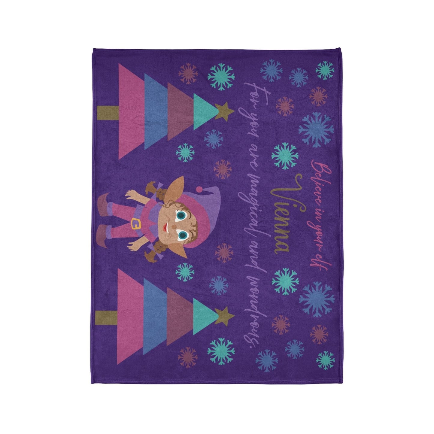 Printify Home Decor Personalised Christmas Elf Blanket - Purple