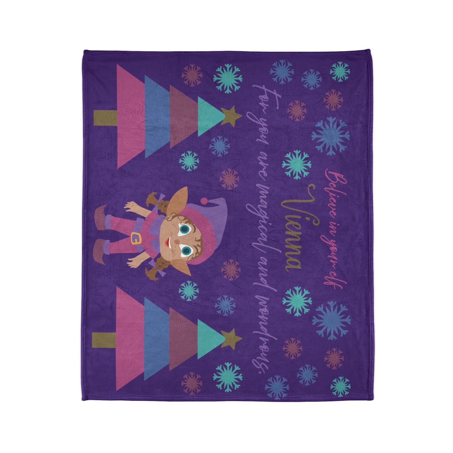 Printify Home Decor Personalised Christmas Elf Blanket - Purple