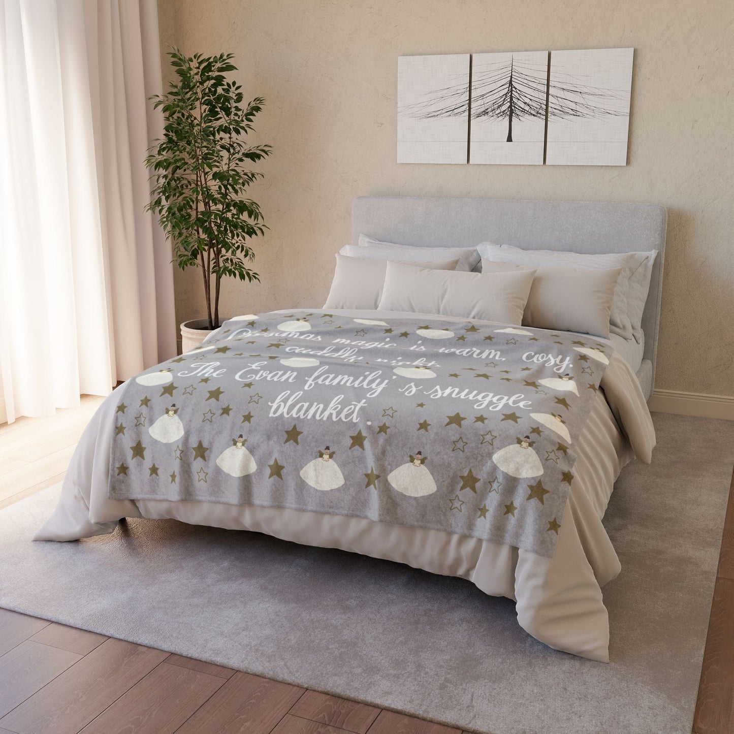 Printify Home Decor Personalised Christmas Fairy Family Blanket