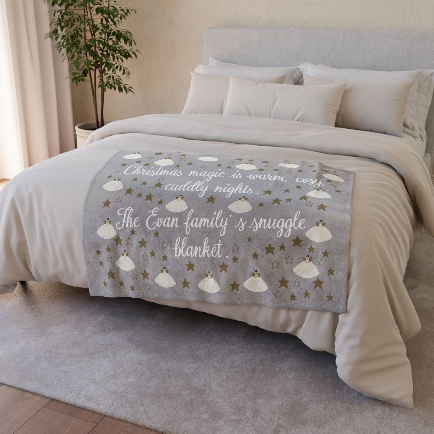 Printify Home Decor Personalised Christmas Fairy Family Blanket