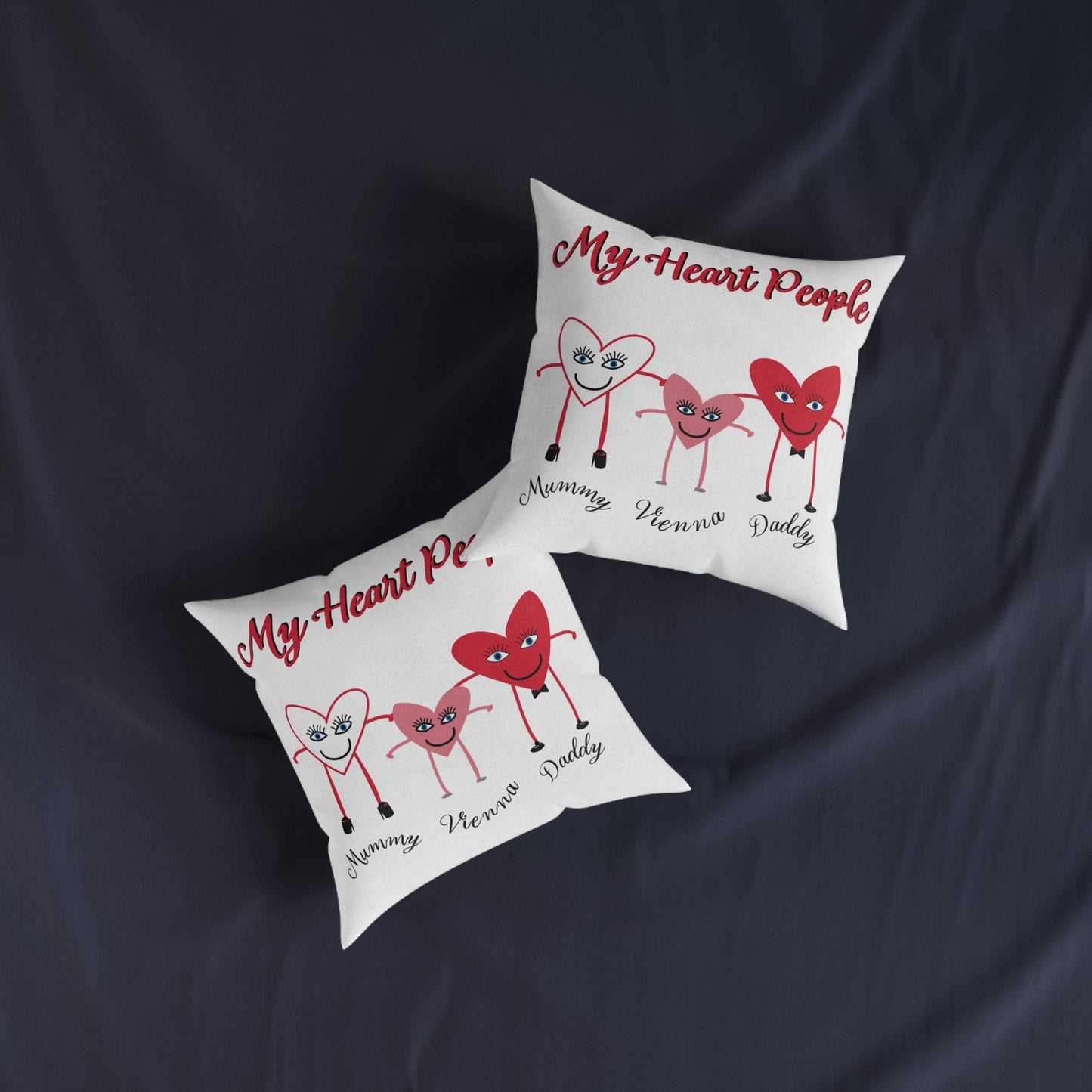 Printify Home Decor Personalised Cushion - My Heart 3 People