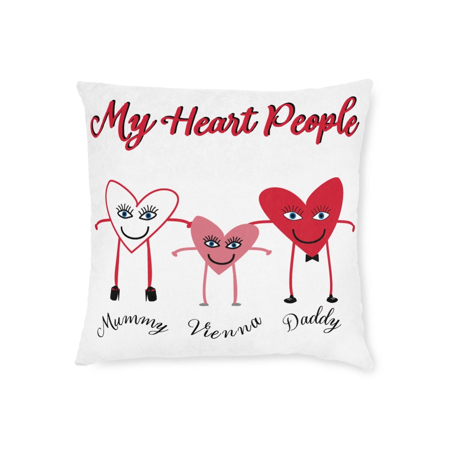 Printify Home Decor Personalised Cushion - My Heart 3 People