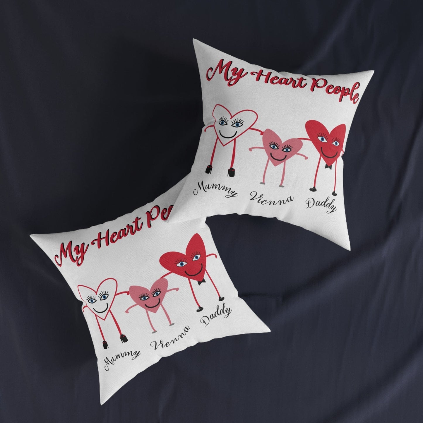 Printify Home Decor Personalised Cushion - My Heart 3 People