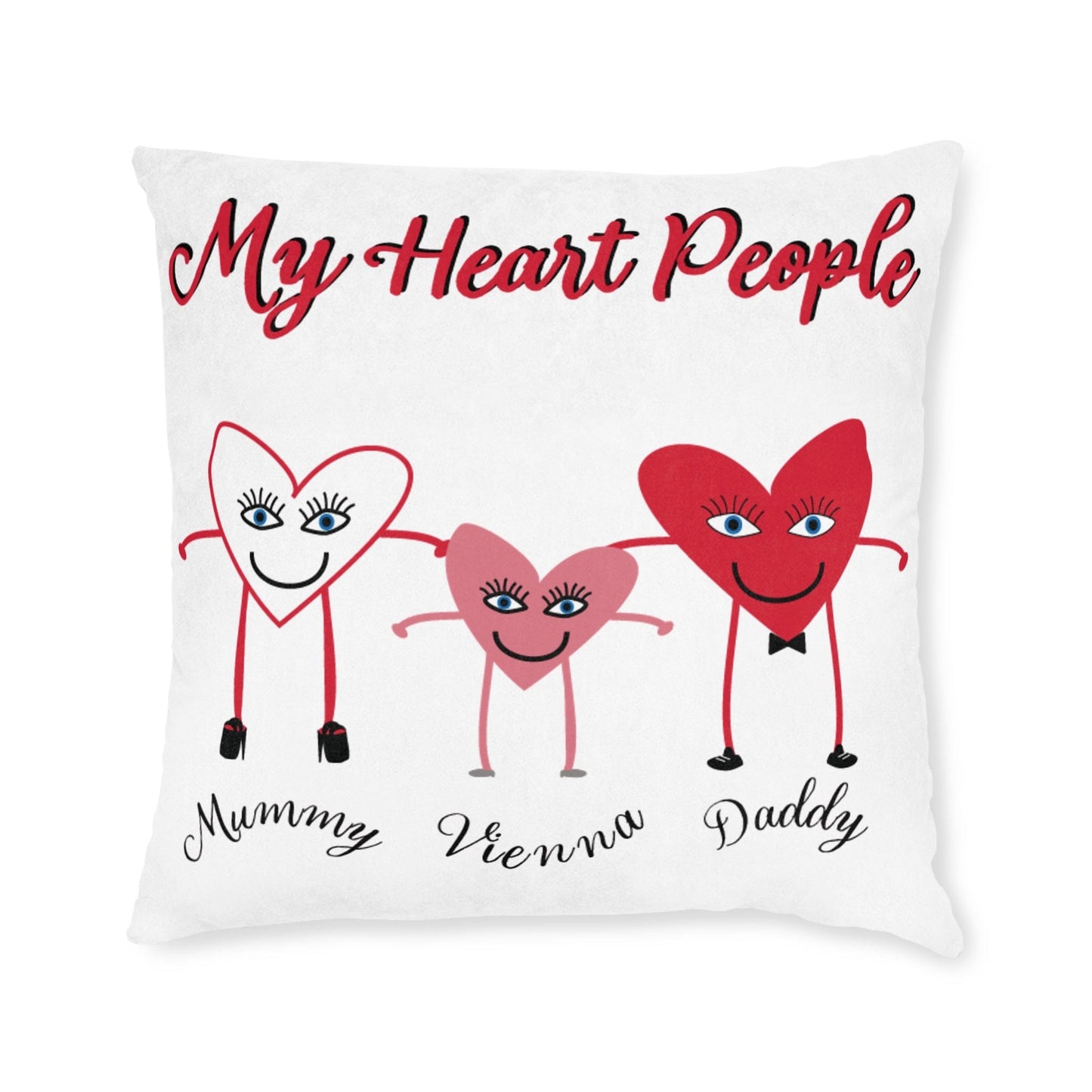 Printify Home Decor Personalised Cushion - My Heart 3 People