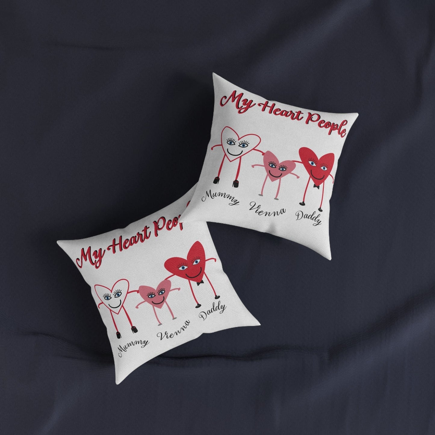 Printify Home Decor Personalised Cushion - My Heart 3 People