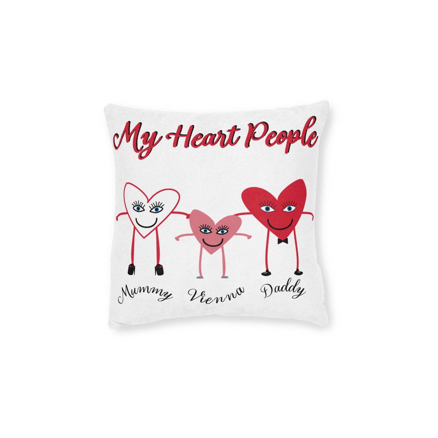 Printify Home Decor Personalised Cushion - My Heart 3 People