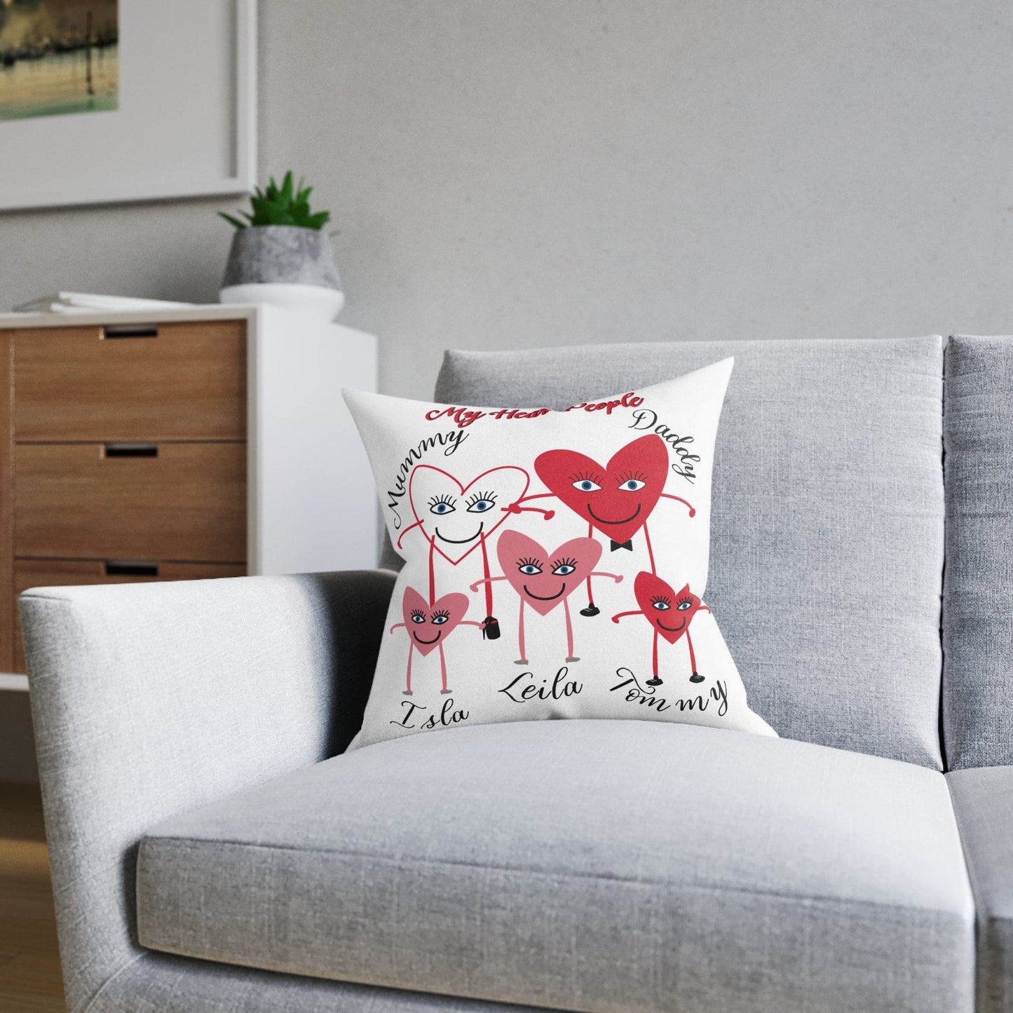 Printify Home Decor Personalised Cushion - My Heart 5 People