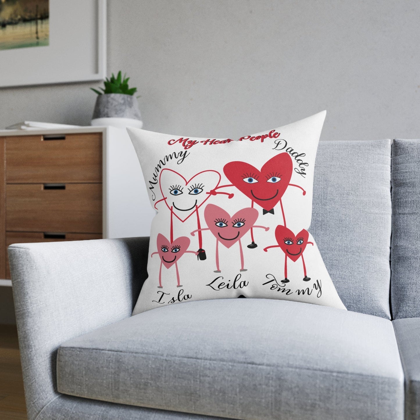 Printify Home Decor Personalised Cushion - My Heart 5 People