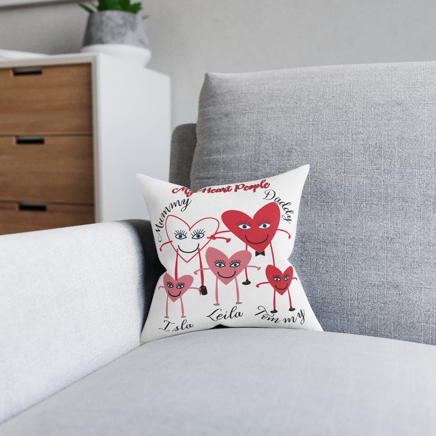 Printify Home Decor Personalised Cushion - My Heart 5 People