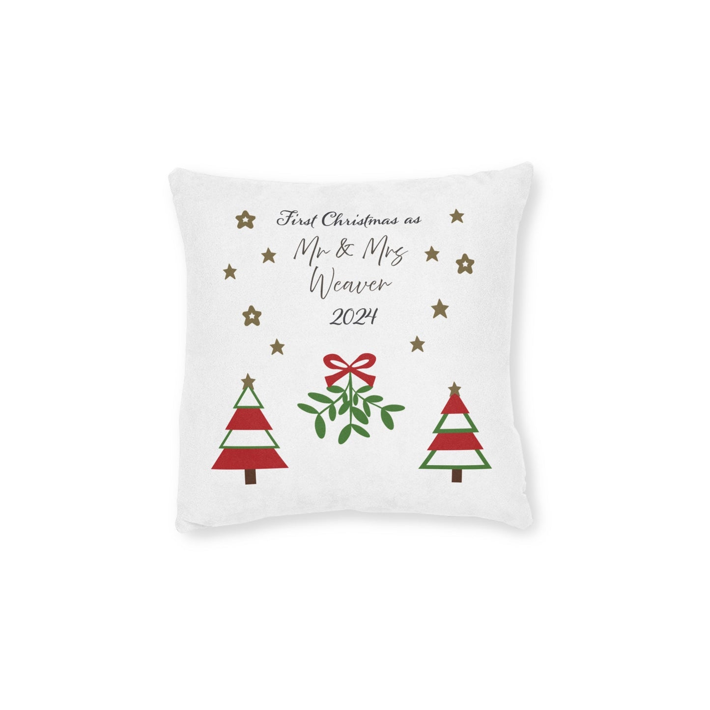 Printify Home Decor Personalised First Christmas Cushion – Mr & Mrs Festive Design