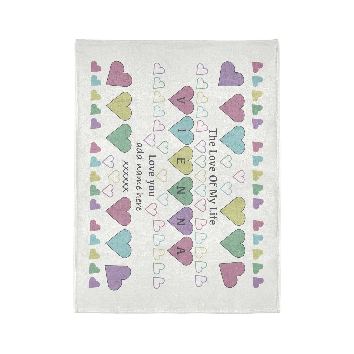 Printify Home Decor Personalised Heart Icon Blanket – Custom Name Design