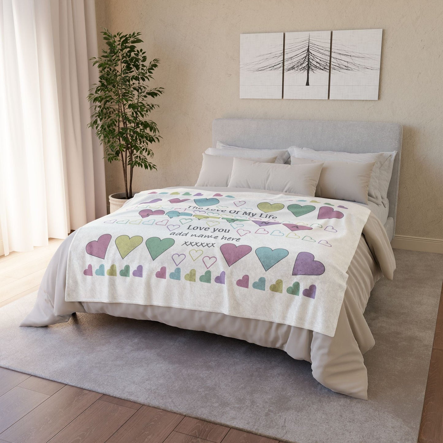 Printify Home Decor Personalised Heart Icon Blanket – Custom Name Design
