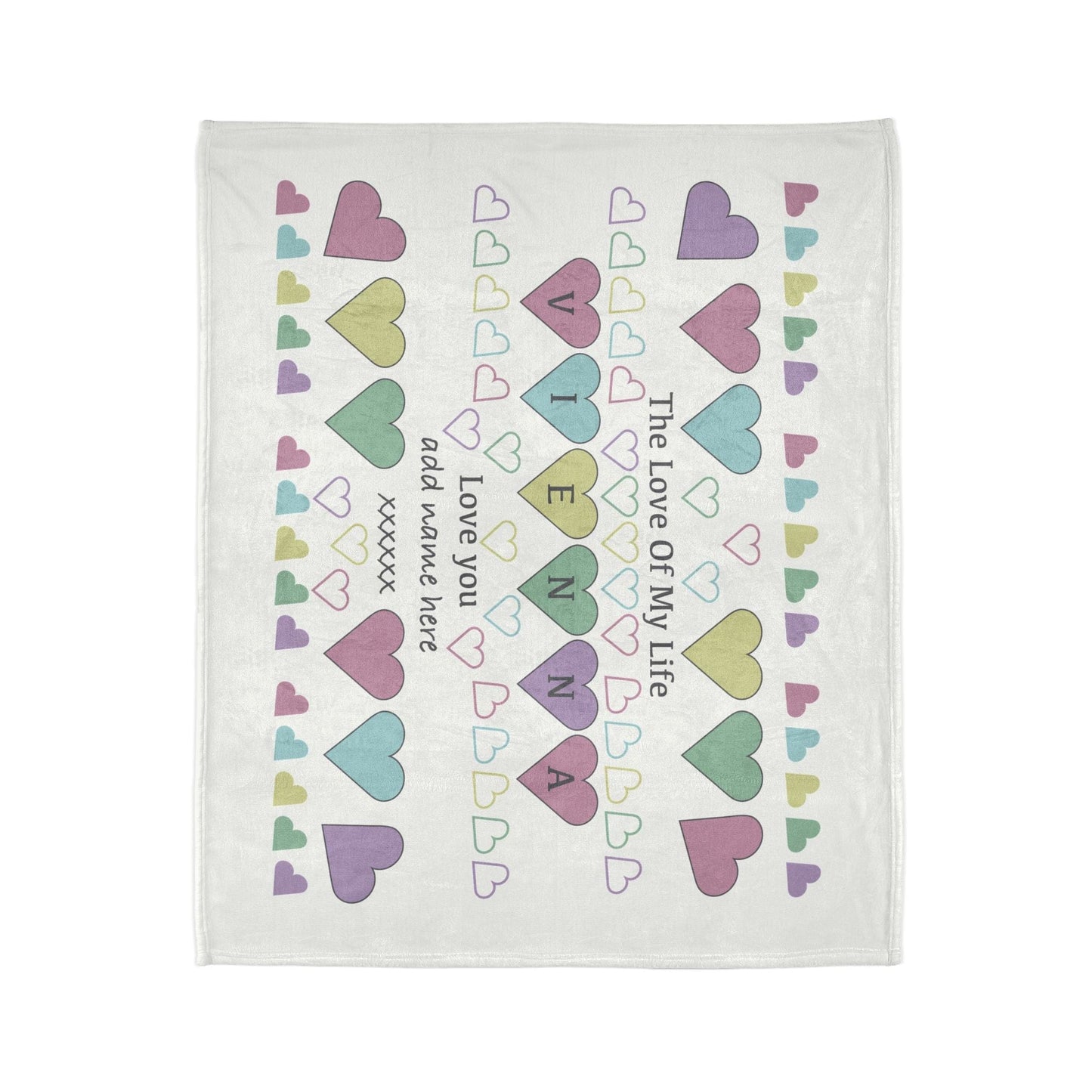 Printify Home Decor Personalised Heart Icon Blanket – Custom Name Design