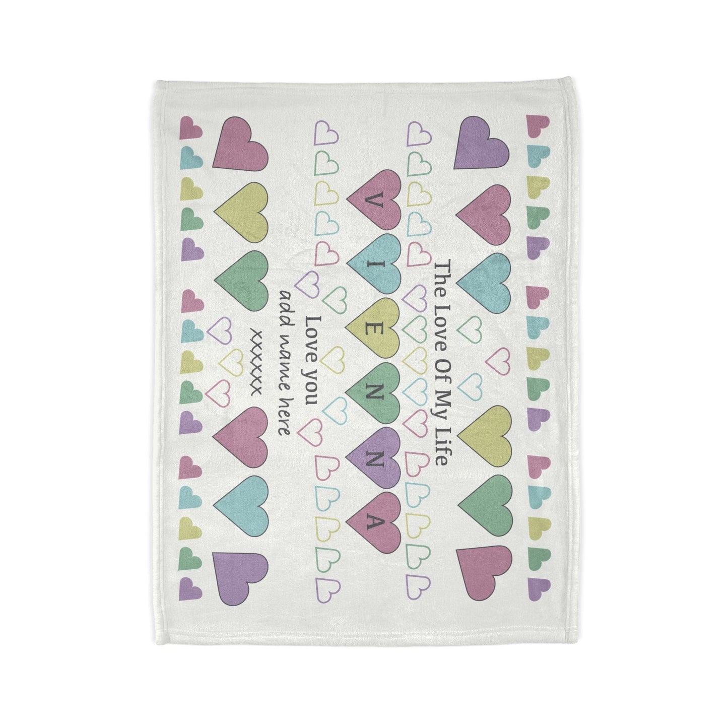 Printify Home Decor Personalised Heart Icon Blanket – Custom Name Design