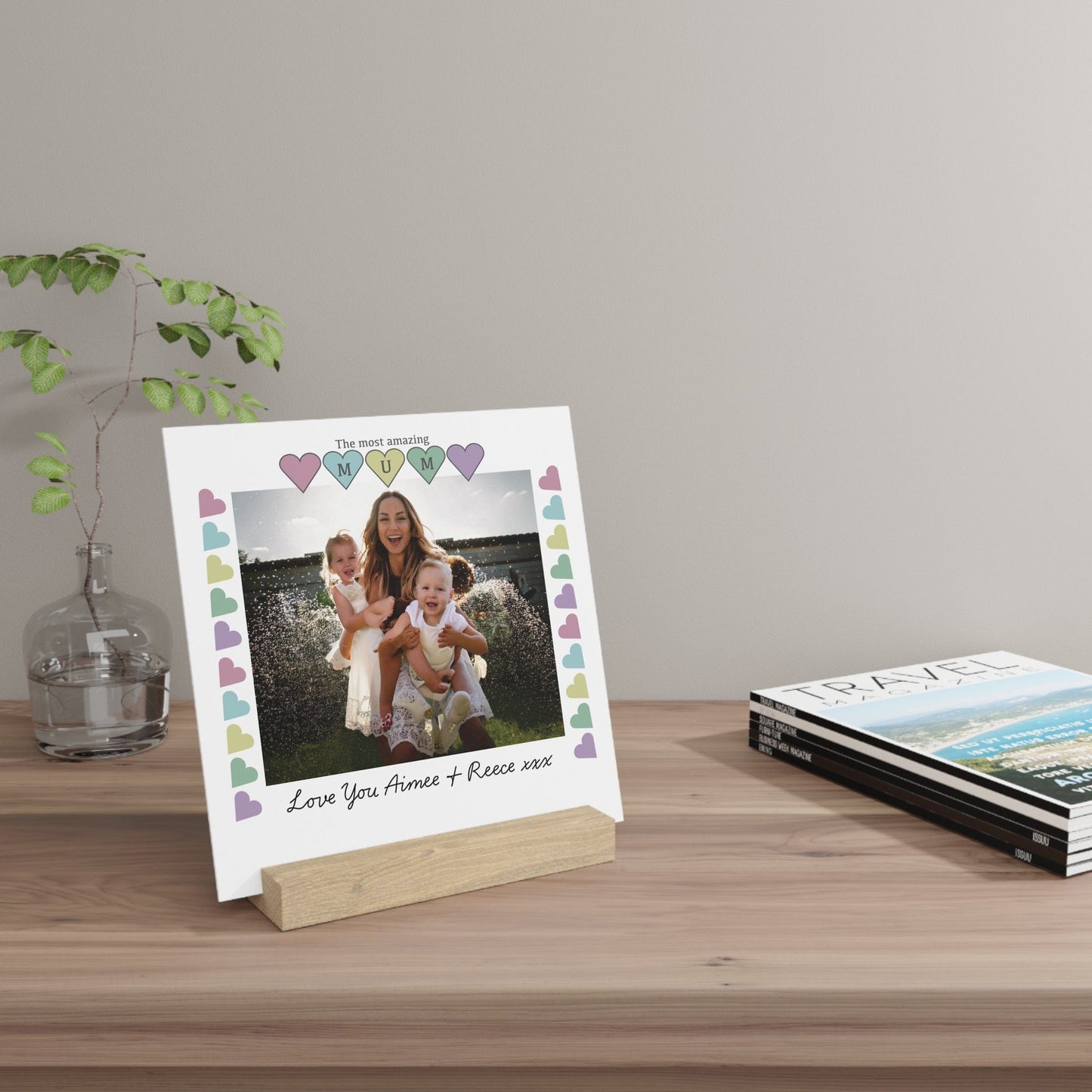 Printify Home Decor Personalised Mum Photo Board With Stand Heart