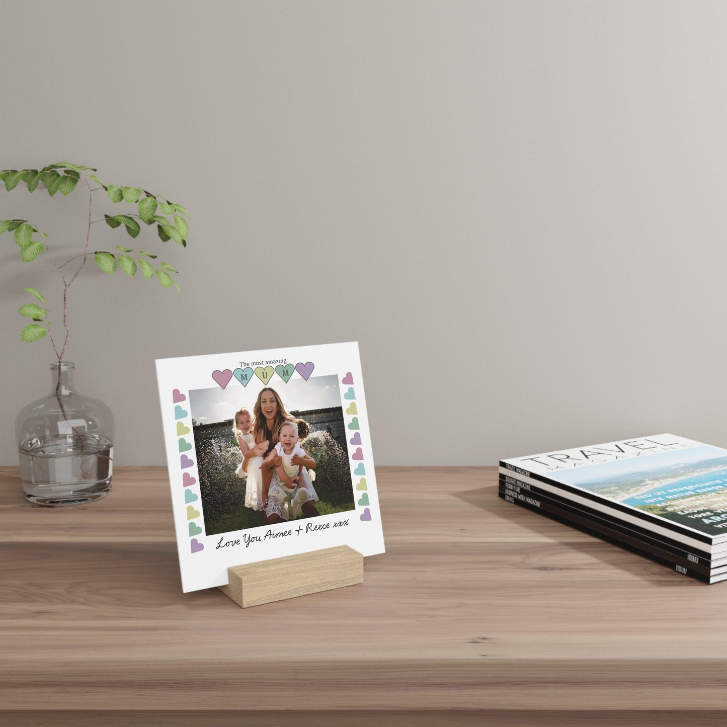 Printify Home Decor Personalised Mum Photo Board With Stand Heart