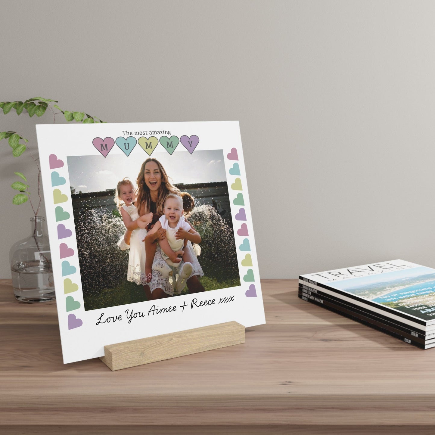 Printify Home Decor Personalised Mummy Photo Board With Stand Heart