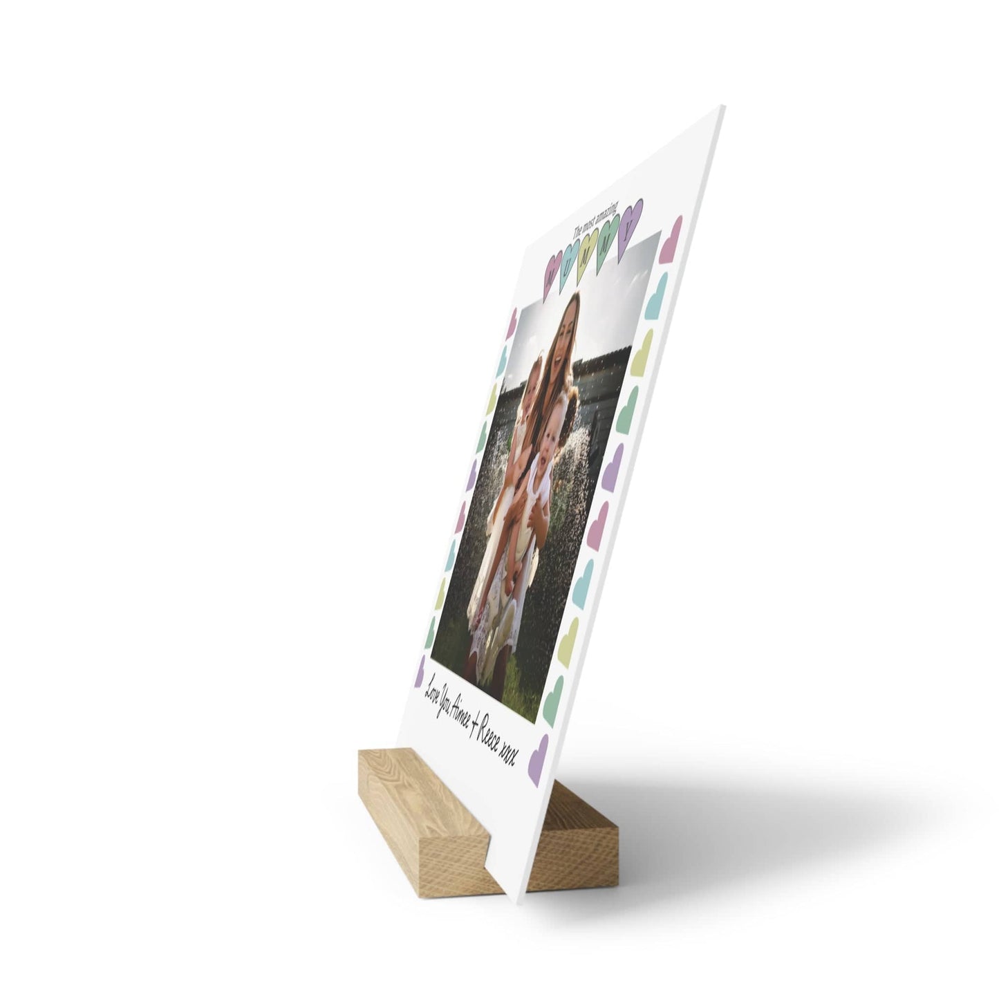 Printify Home Decor Personalised Mummy Photo Board With Stand Heart