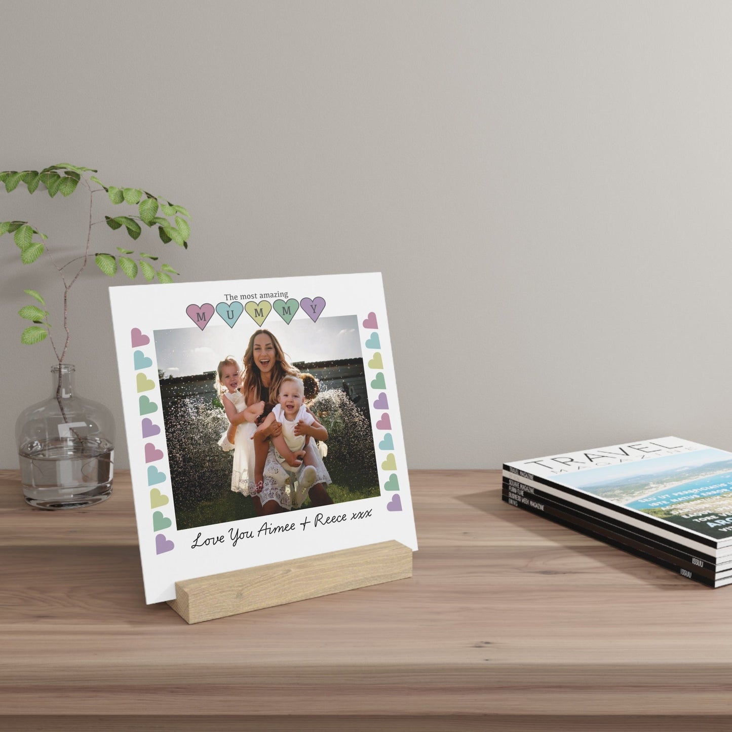 Printify Home Decor Personalised Mummy Photo Board With Stand Heart