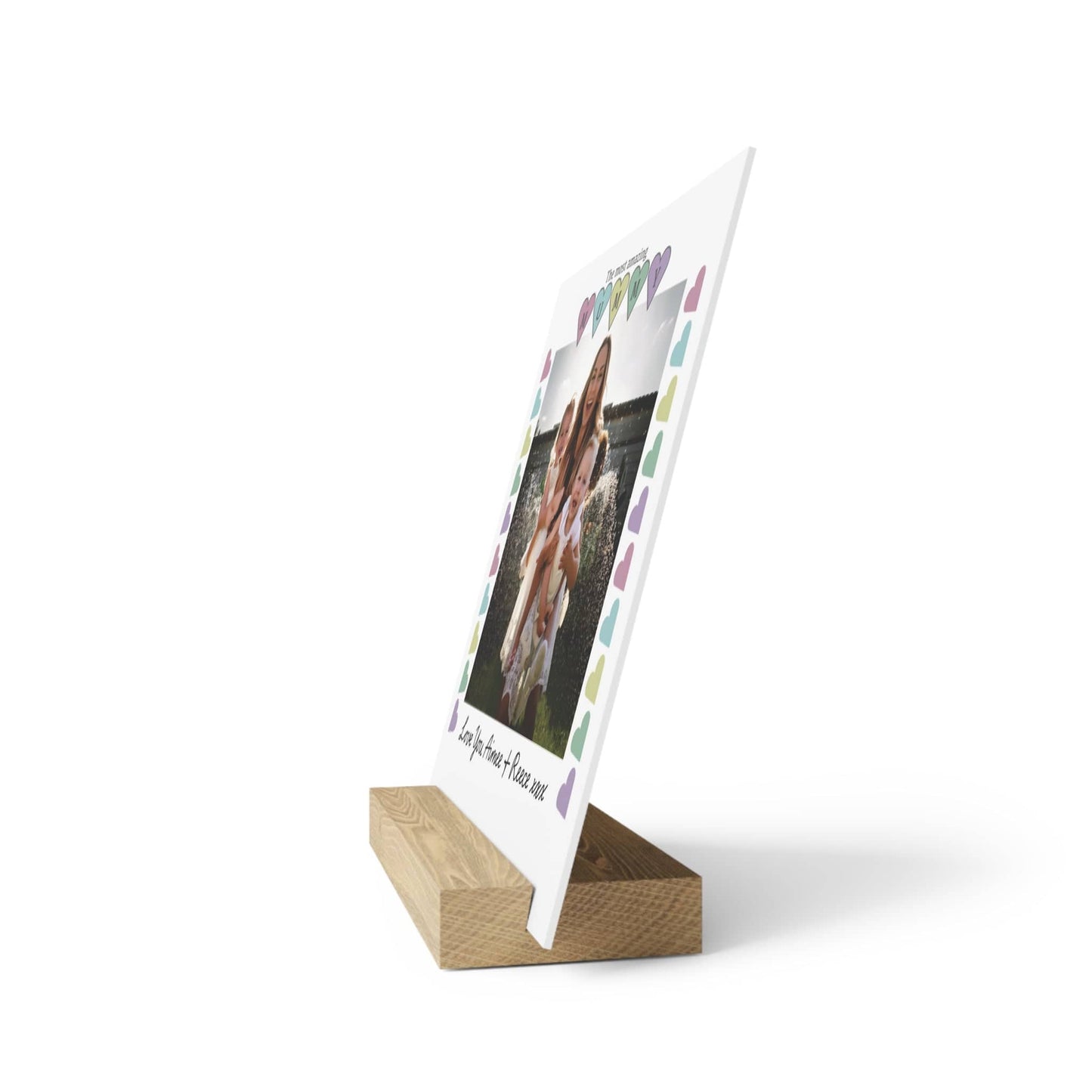Printify Home Decor Personalised Mummy Photo Board With Stand Heart