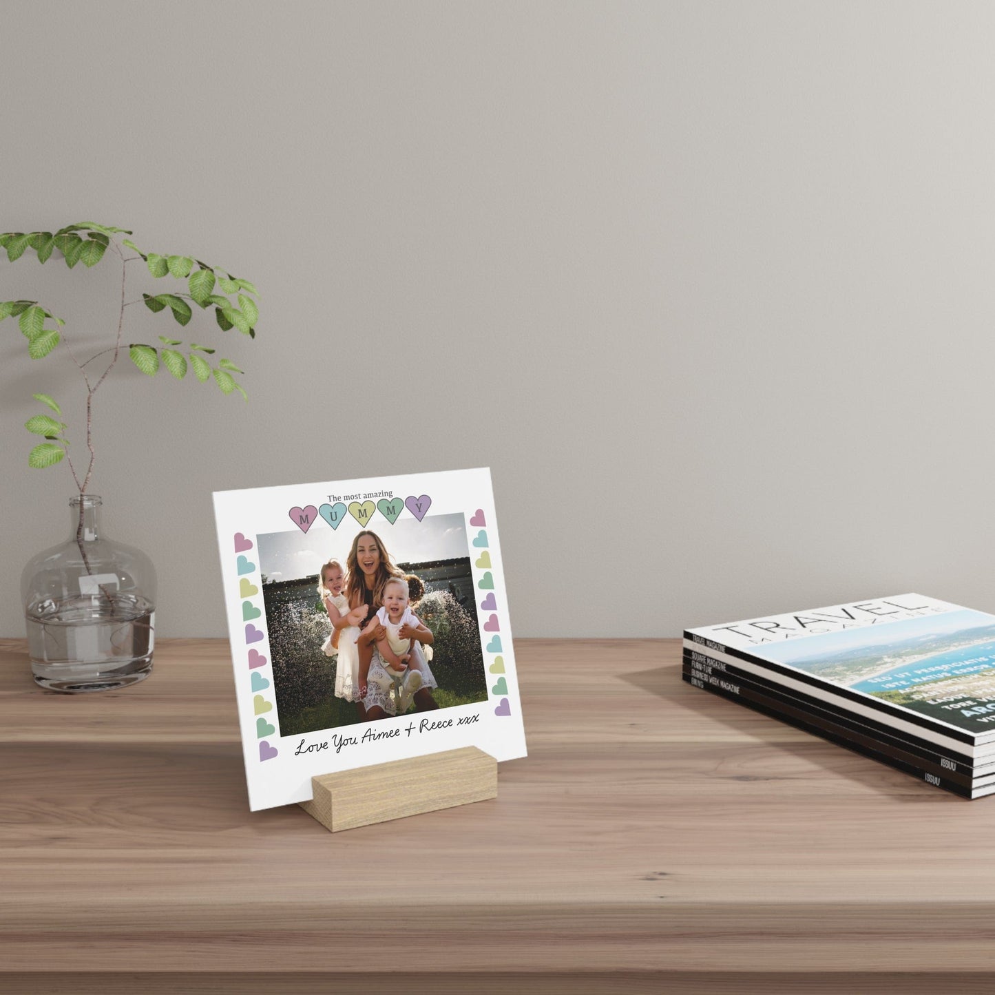 Printify Home Decor Personalised Mummy Photo Board With Stand Heart