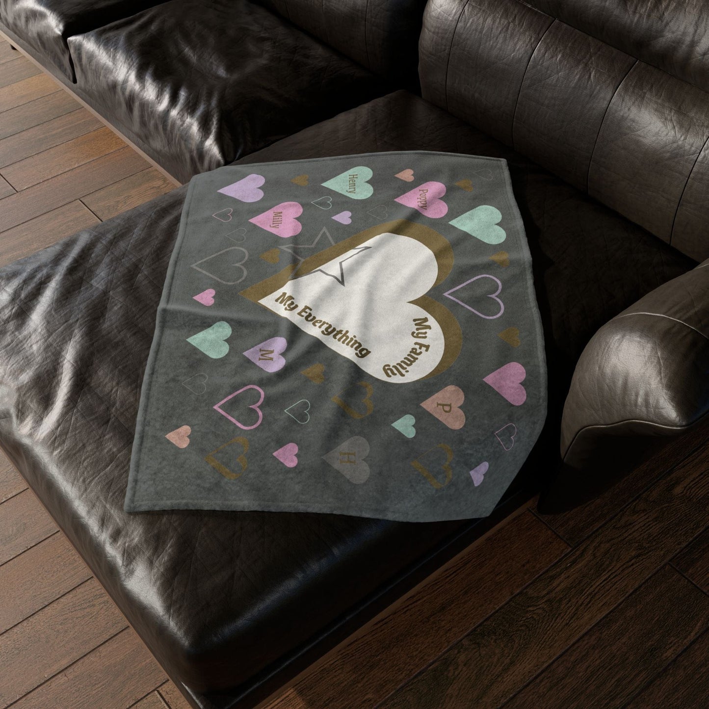 Printify Home Decor Personalised My Family Hearts Blanket