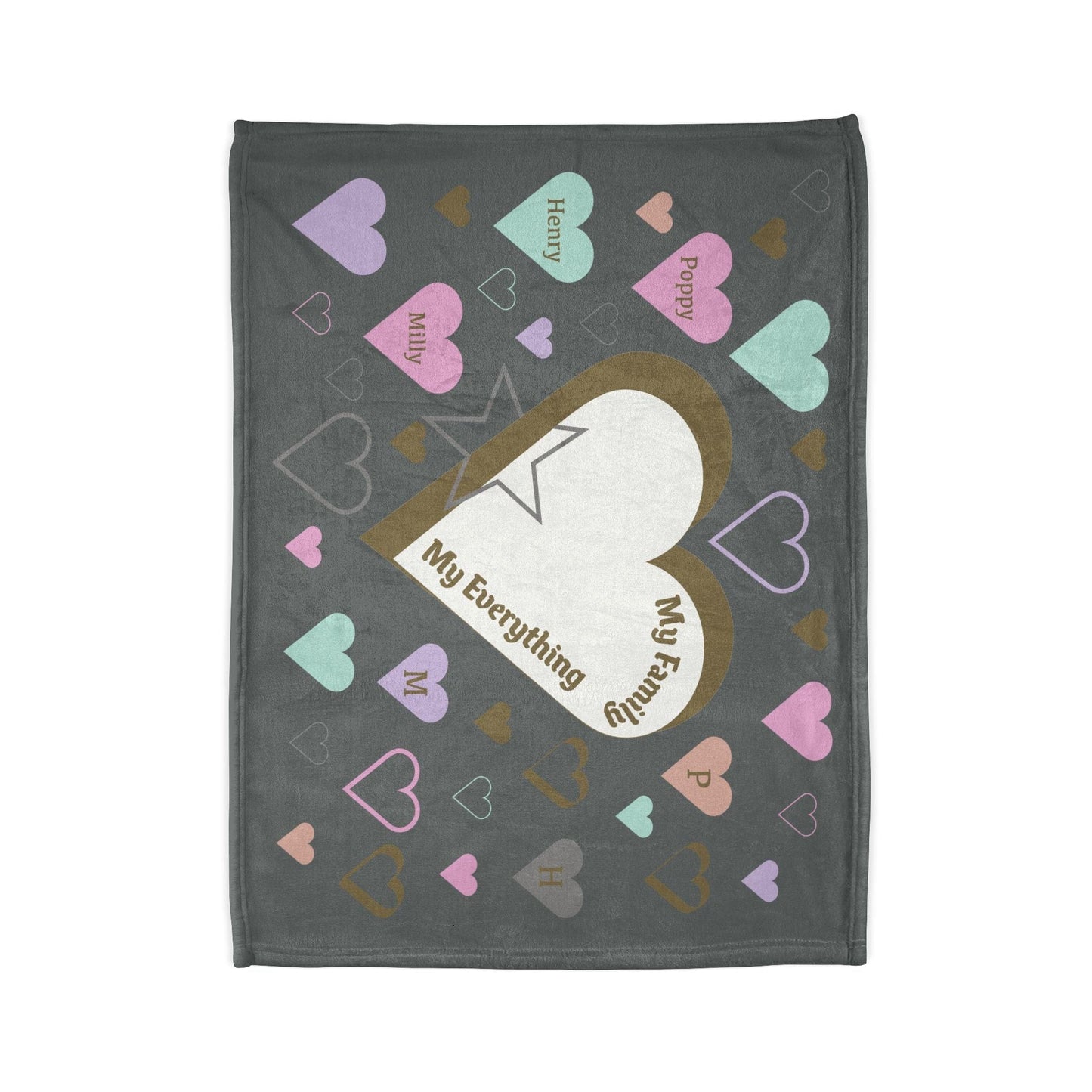 Printify Home Decor Personalised My Family Hearts Blanket