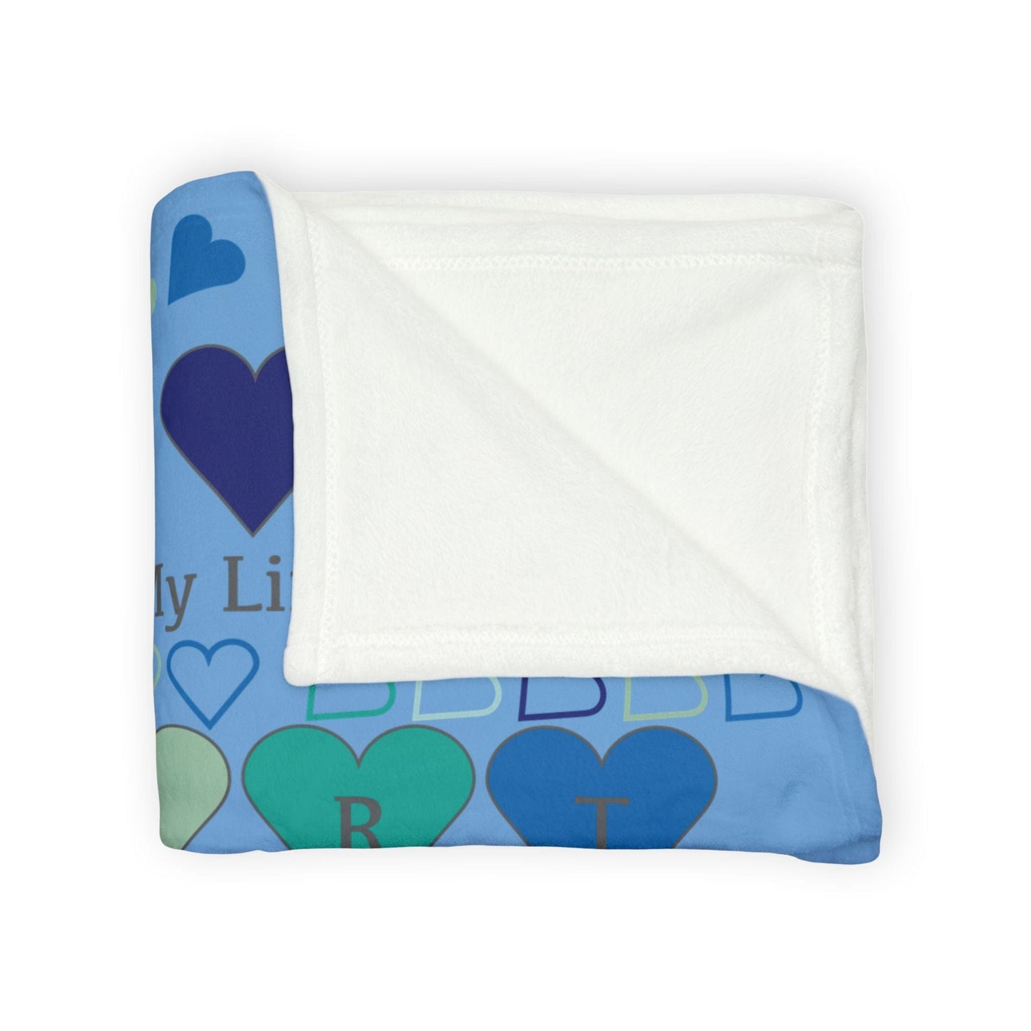Printify Home Decor Personalised Name Heart Icon Blanket Blue
