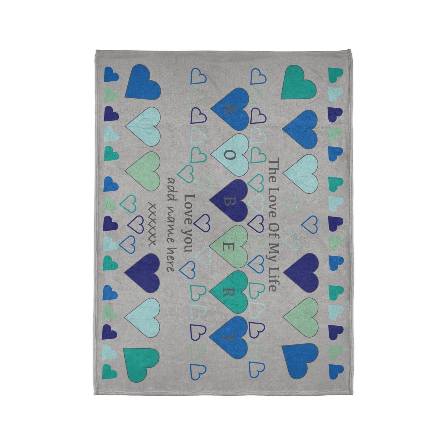 Printify Home Decor Personalised Name Heart Icon Blanket Grey