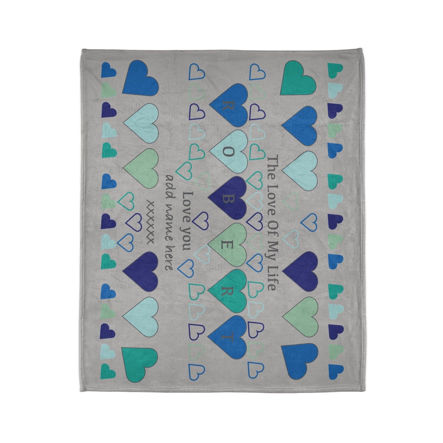 Printify Home Decor Personalised Name Heart Icon Blanket Grey