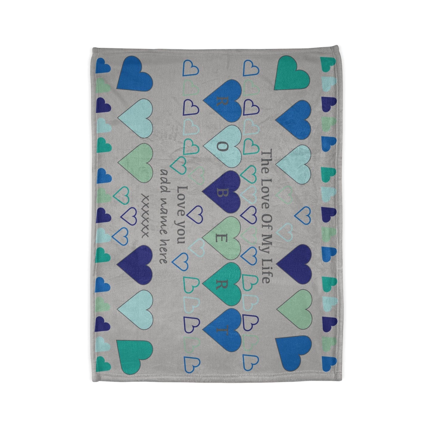 Printify Home Decor Personalised Name Heart Icon Blanket Grey