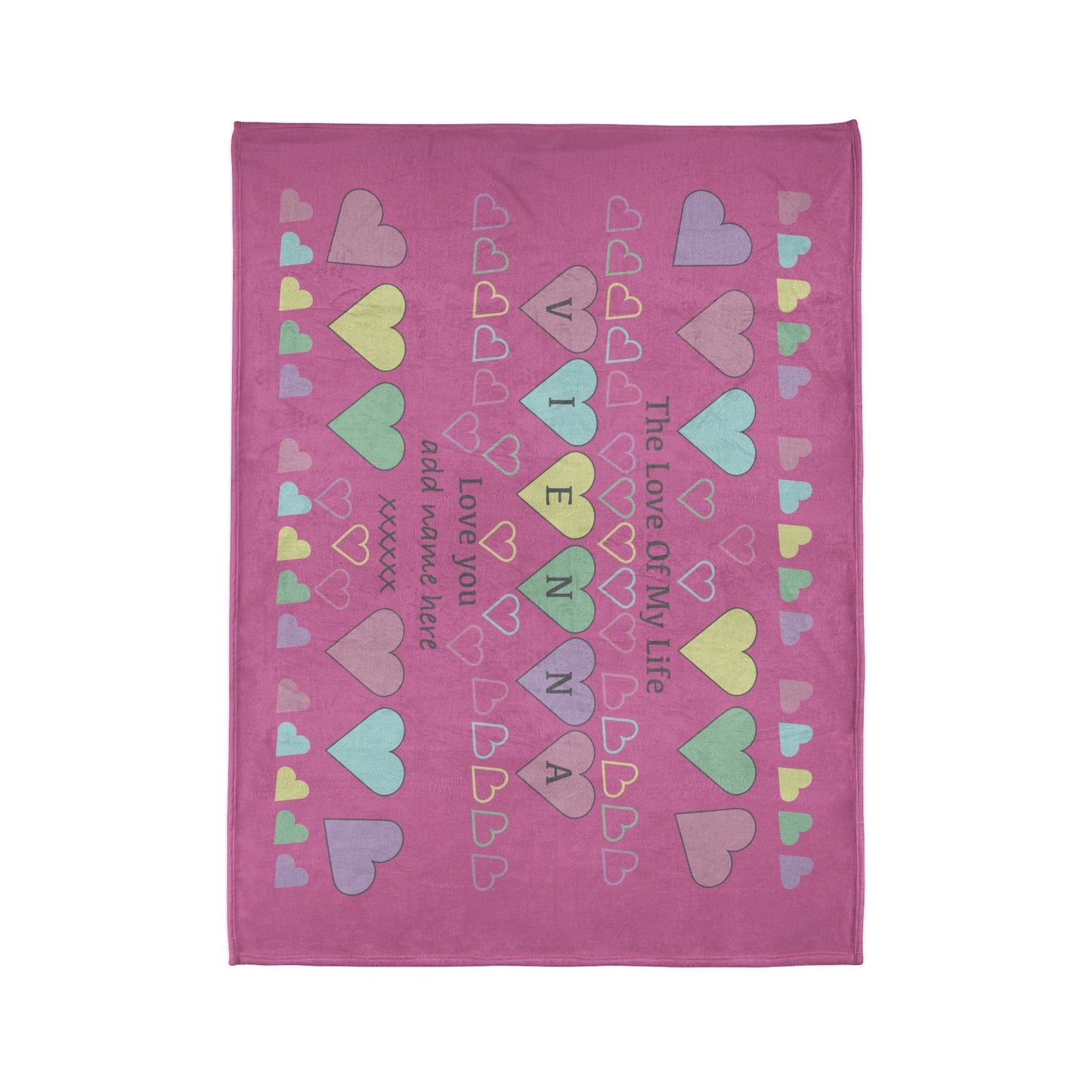 Printify Home Decor Personalised Name Heart Icon Blanket Pink