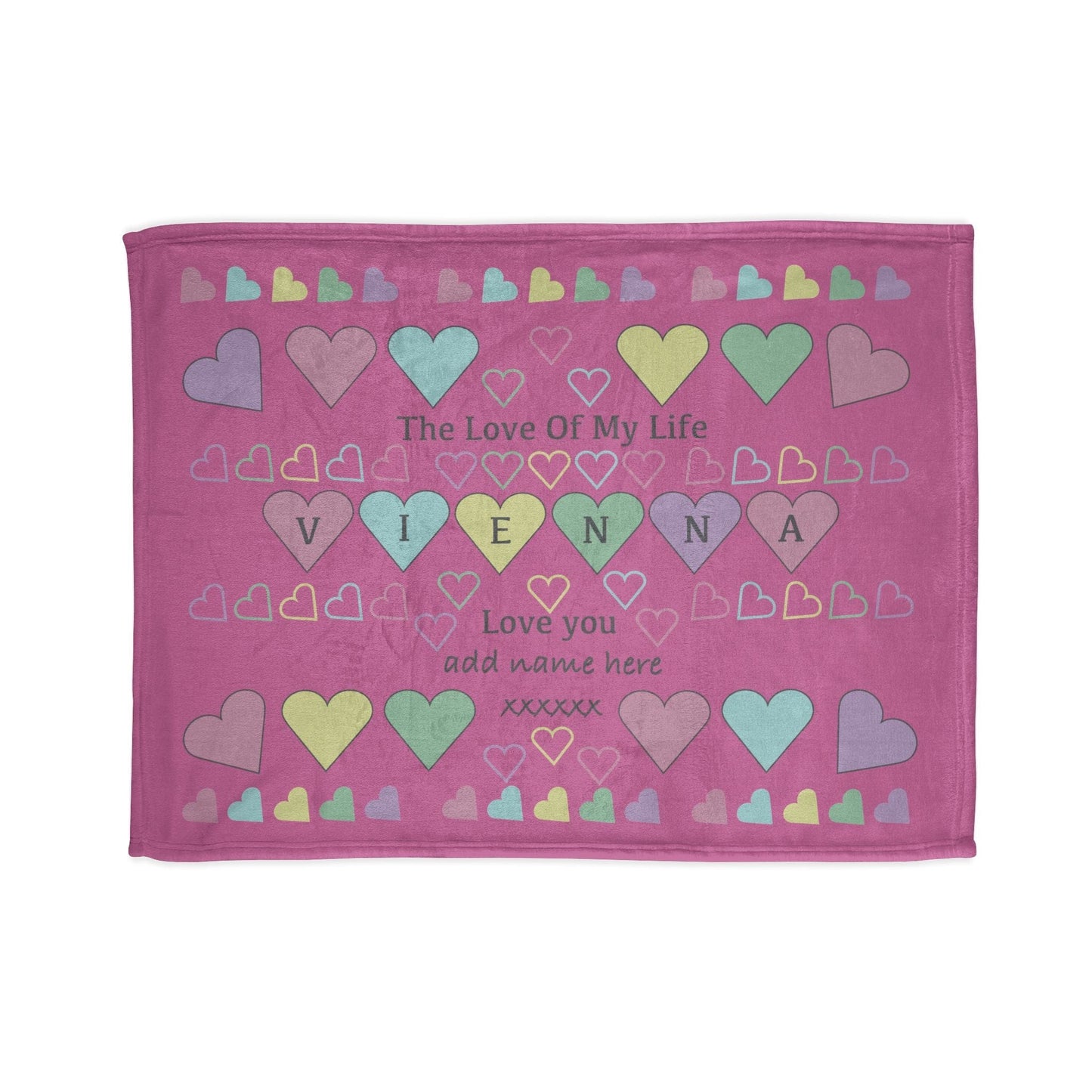 Printify Home Decor Personalised Name Heart Icon Blanket Pink