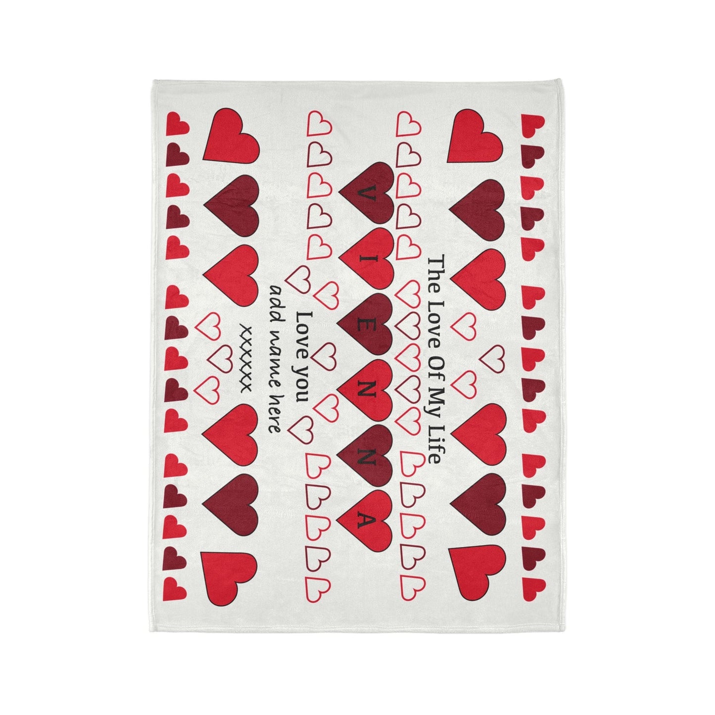Printify Home Decor Personalised Name Heart Icon Blanket Red