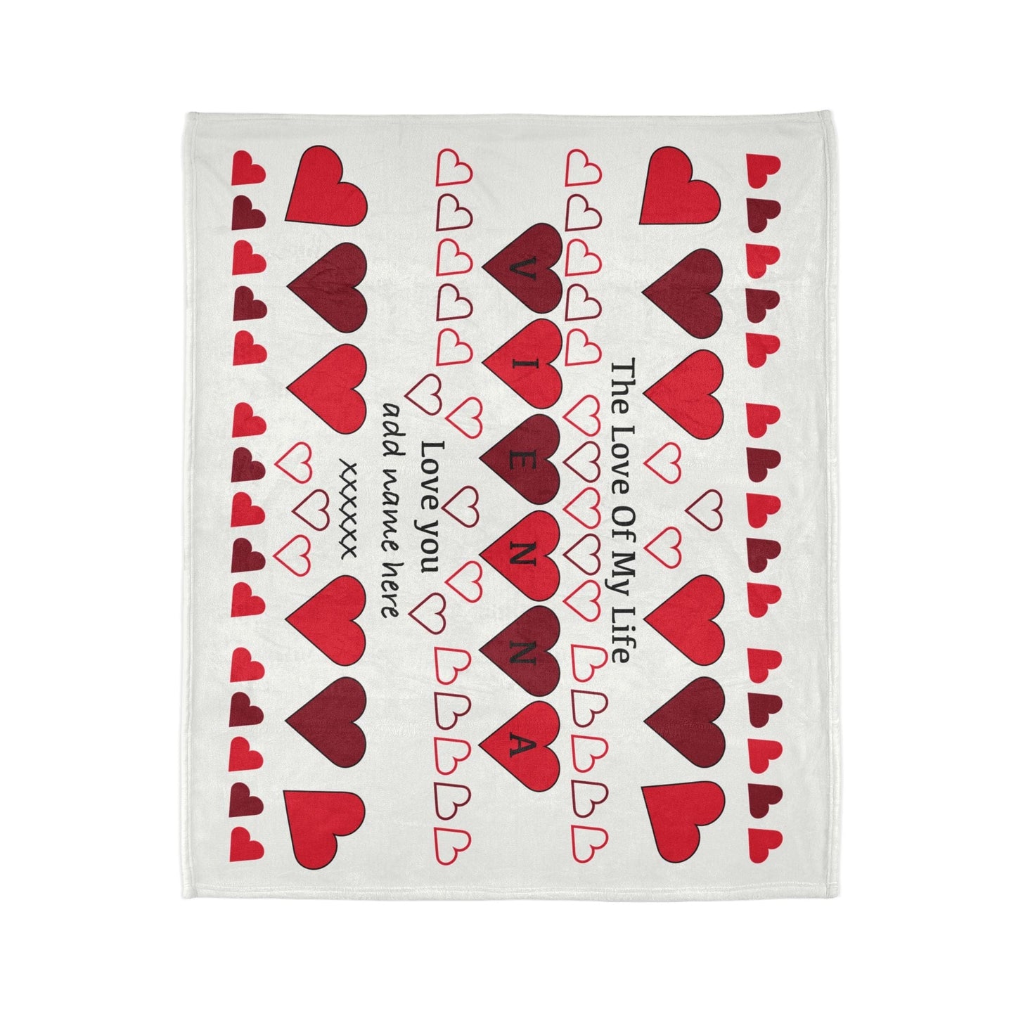 Printify Home Decor Personalised Name Heart Icon Blanket Red