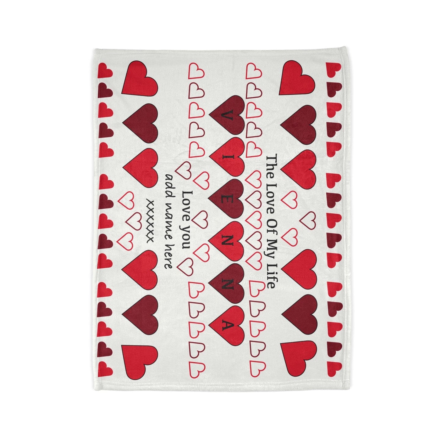Printify Home Decor Personalised Name Heart Icon Blanket Red