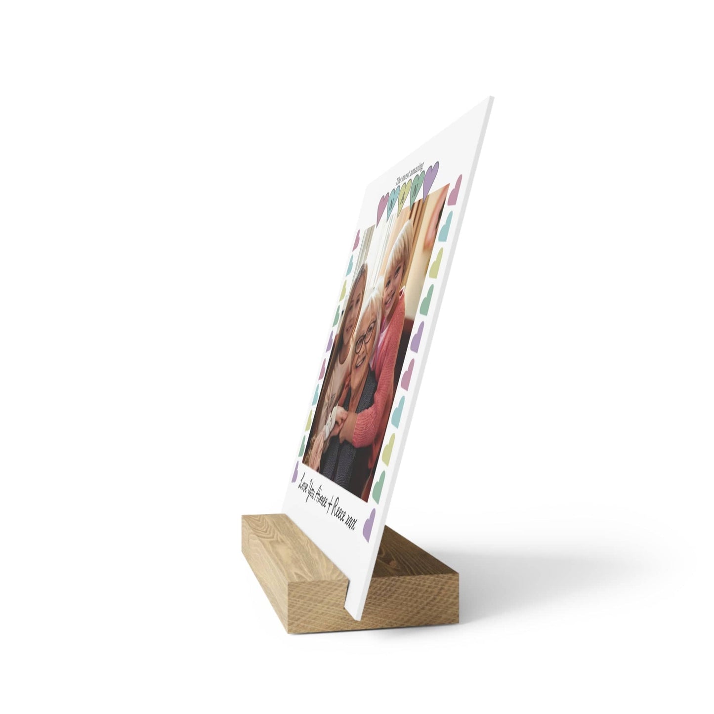 Printify Home Decor Personalised Nan Photo Board With Stand Heart